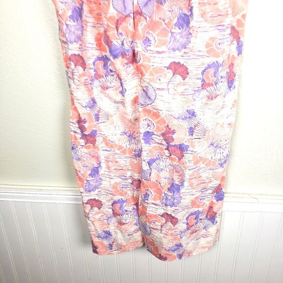 Women's Roxy Flax Linen Pink and Purple  Drawstring Relaxed Raw Hem Pants Sz LRG - Picture 12 of 14